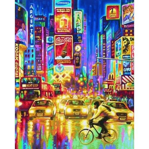 A7872 11CT/14CT/18CT/25CT/28CT oil street patterns Counted Cross Stitch DIY Cross Stitch Kits Embroidery Needlework Sets