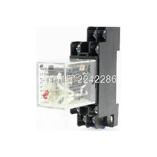 AC 220V Coil 8 Pin DIN Rail Electromagnetic Power Relay 8 Pin 10A LY2NJ w Base