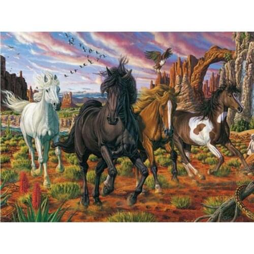 Full square Round drill Diamond embroidery sale horse landscape 5D DIY diamond Painting new Cross Stitch 5d Rhinestone Mosaic