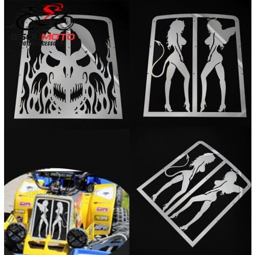 Motorbike Radiator Cover Chrome Skull Flame & Angel Devil Grille Guard Water Cooler Protector For Yamaha Banshee Grill 1987-2012
