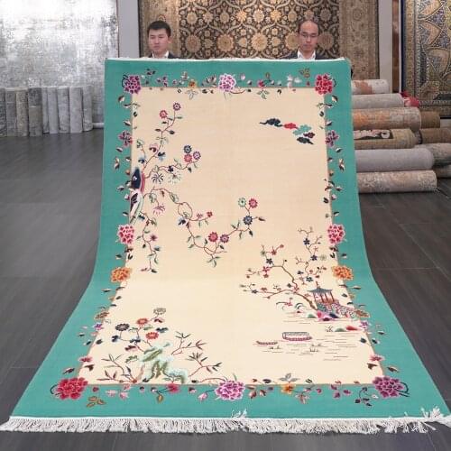 YILONG 6'x9' handmade wool carpet Chinese art decoration elegant hand knotted floral rug