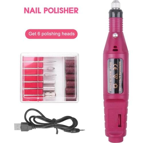 Electric Nail Drills Kit Remove Polish Manicure Pedicure 6pcs Nail File Sanding Bands Machine Nail Art Pen Device Equipment