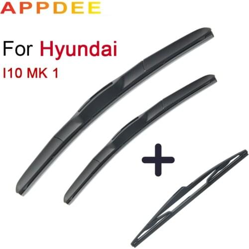 APPDEE Wiper Front + Rear Wiper Blades Set Kit For Hyundai I10 MK 1 2007-2013 Windshield Windscreen Rear Window 22"16"12"