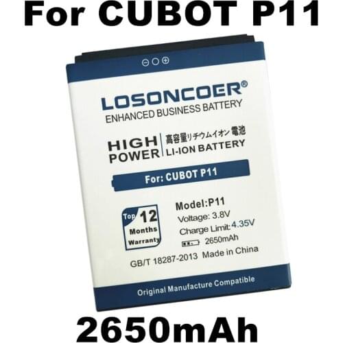 LOSONCOER 2650mAh P11 For CUBOT P11 Mobile Phone Battery Bateria Batterij Accumulator AKKU+Quick Arrive