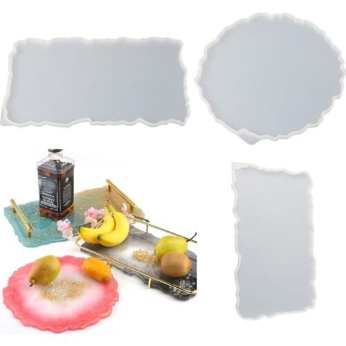 3Pcs Big Rectangle Round Plate Resin Mold Kit Flexible Silicone Oversized Fruit Disc Tray Resin Mold Clear Art Crafts