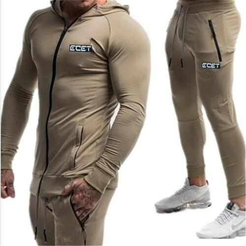 NEW Mens Sports Suit Brand Clothing male Hoodies+Pants Sets gyms Jogging Muscle Running Track Zipper Trend Fashion Sweatshirt