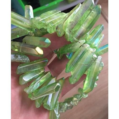 New style electroplating crystal plating a set of green crystal pillars wand point for home decoration