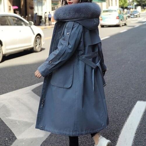 Cotton Coat Womens Mid-Length 2020 Winter New Korean Loose Warm Padded Cothing Female With Fur Collar Outwear Ladies Parks Q386
