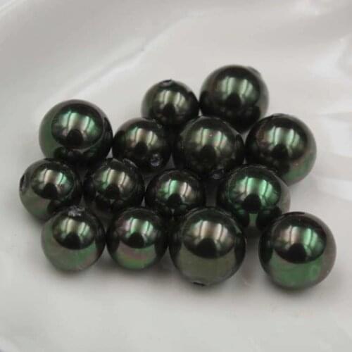Peacock Color Nice Quality South Sea Oyster Shell Pearls Half Drilled Loose Pearls, 50pcs/lot