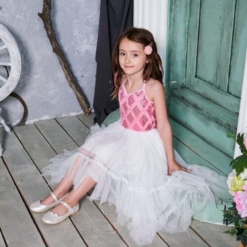 High Low Flower Girl Dress 2020 New Style Sequins Ballroom Dresses for Wedding Party Perform Kids Clothes E17128