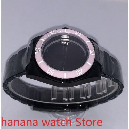 Suitable for NH35 36 Mingzhu2813 Miyata self-winding 40mm sealed back black box series, with carousl pink bezel