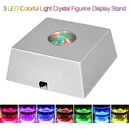 3 LED Stone Display Base Colorful Changing Light Crystal Tower Light Home Decoration Figurine Display Stand Without Batteries