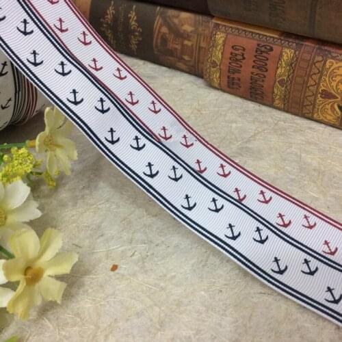 7/8"(25mm) High Density Anchor Printed Polyester Ribbon 45 Meters,DIY Handmade Materials,Wedding Gift Wrap