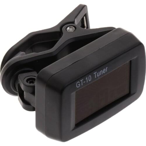Durable Clip-on Guitar Bass Violin Ukulele Electronic Tuner LED Display Black GT-10