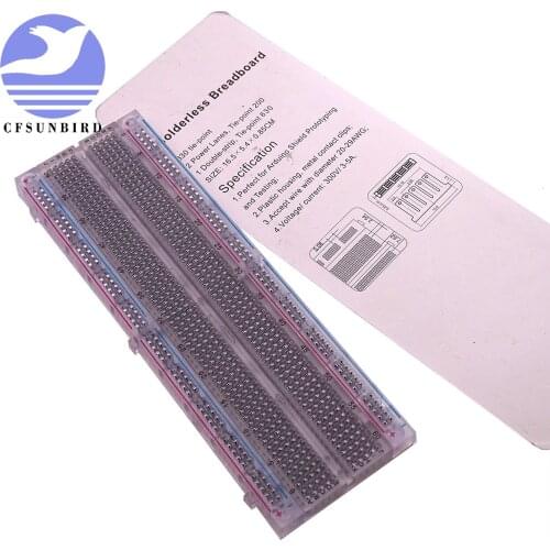 CFsunbird 5PCS/LOT High quality 830 hole transparent breadboard test board 165X55mm