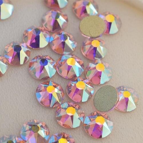 Flat Back Rhinestone 2088 Crystal Strass 16 Cut Face Crystals Light Rose AB ss20 4.6-4.8mm Pink Nail Art Rhinestones