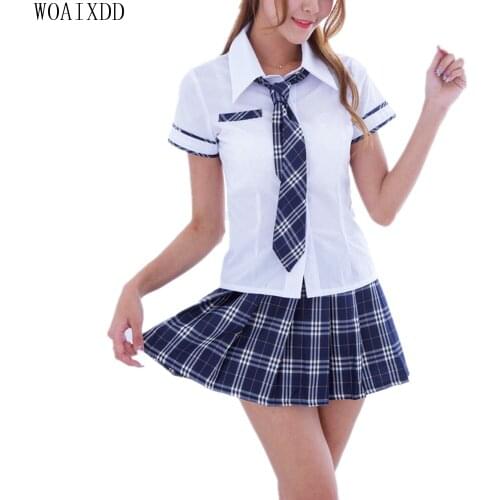 Sexy Women Halloween Fancy Party Cosplay Costume Japanese Schoolgirl Students Uniform Lingerie Top and Dress