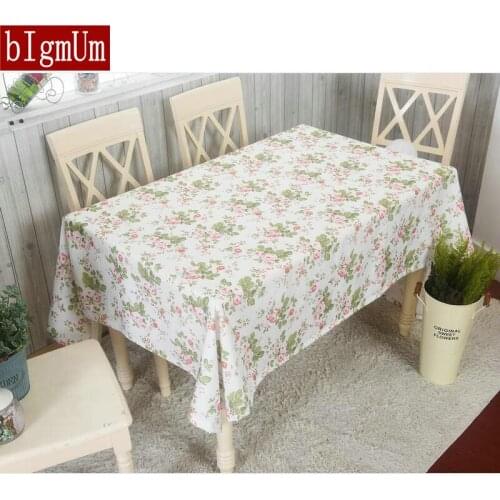 BIgmUm Pastoral Floral Mosaic Flower Fabric Dining Garden Tablecloth Rectangle Table Cover Natural Print Table Cloth& Runner
