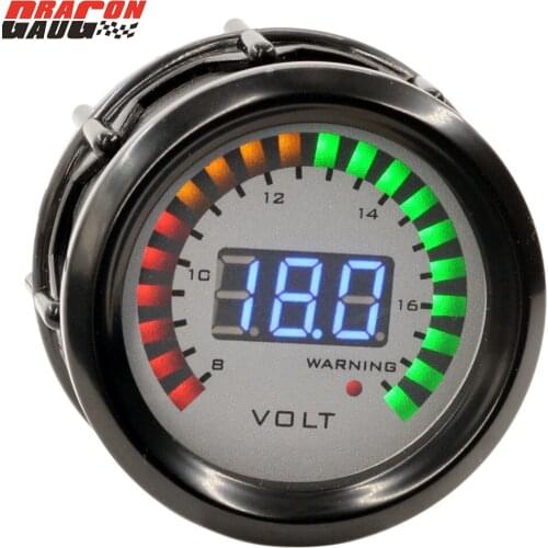 Dragon 52mm Auto Car And Motorcycle Sunglasses Digital Dual Display Color 20 LED Voltmeter Volt Gauge 8-18V Meter
