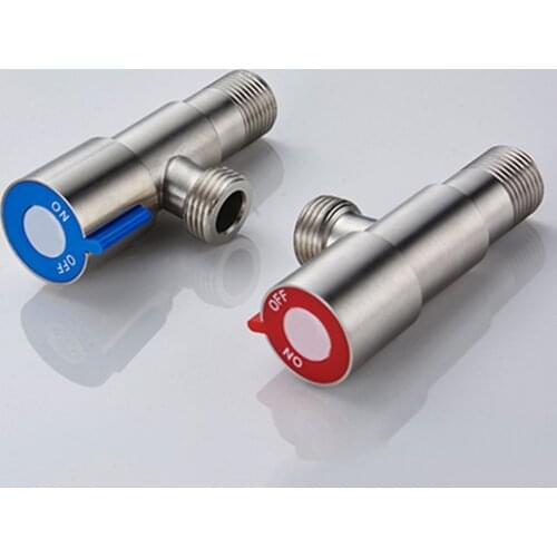 Stainless steel angle shut-off valve 1/2 inlet and outlet right-angle rotary shut-off valve kitchen bathroom faucet accessories