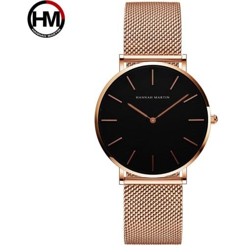 Japan Quartz Movement 36mm Rose Gold Fashion Casual Brand Ladies Watch Stainless Steel Mesh Band Waterproof Watches for Women