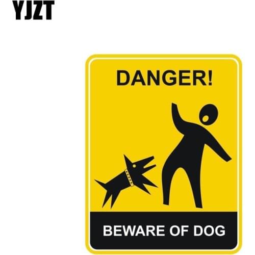 YJZT 10.2CM*13CM Funny Danger Beware of the Dog Car Sticker Decal PVC Accessories 12-1559