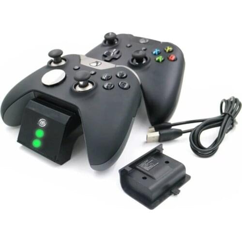 Dual Charger Charging Station Dock+2Pcs 600mAh Battery Pack+USB Charger Cable for Microsoft Xbox One S Elite Wireless Controller