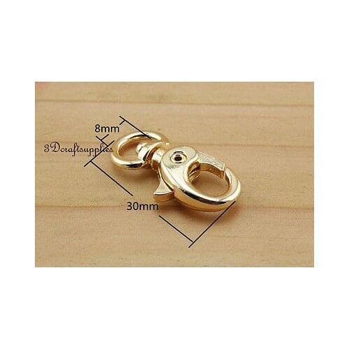 Lobster Clasps Clips Claw purse hooks Swivel snap hook gold 8 mm 10pcs K146
