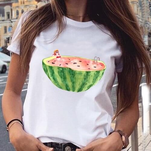 Women Graphic Watermelon Cartoon 90s Cute Fashion Spring Summer Aesthetic Print Female Clothes Tops Tees Tshirt T-Shirt