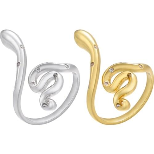 ZHUKOU NEW snake rings for women gold silver color CZ crystal charming opening rings Simple popular jewelry wholesale VJ274