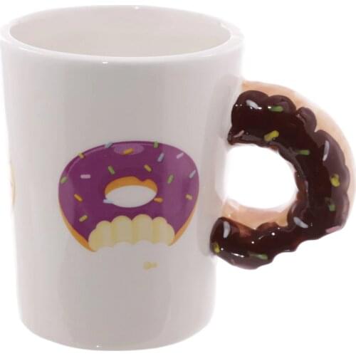 1Piece The Donut Mug Delicious Pink Icing Chocolate Doughnut Coffee Mug Novelty Milk Mug Tea Cup Best Gift Idea
