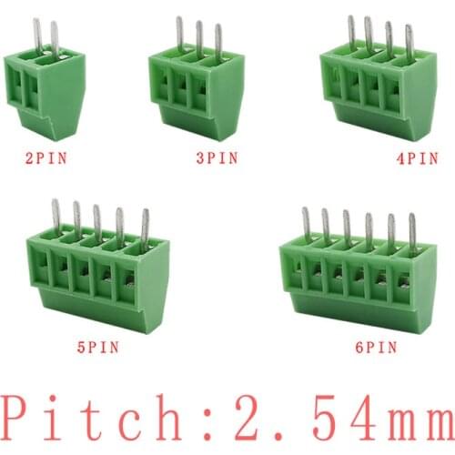 10/5PCS Pitch 2.54mm 0.1" 2P 3P 4P 5P 6Pin Straight Pin PCB Screw Terminal Blocks Connector 150V 6A for 26-18AWG Cable Green