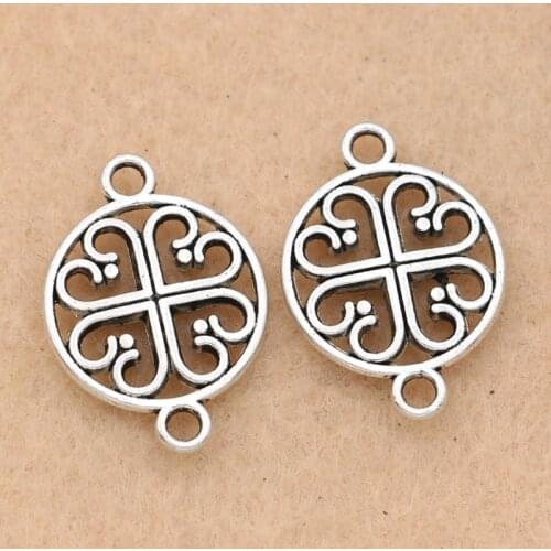 10pcs Antique Silver Plated Round Flower Connector for Jewelry Making Bracelet Accessories DIY Jewelry Findings 15mm