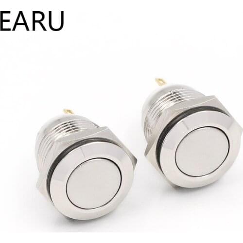 16mm Short Type Metal Push Button Switch Waterproof NO Fixation Latching Locking Momentary Reset PC Power Cart Auto Engine Start