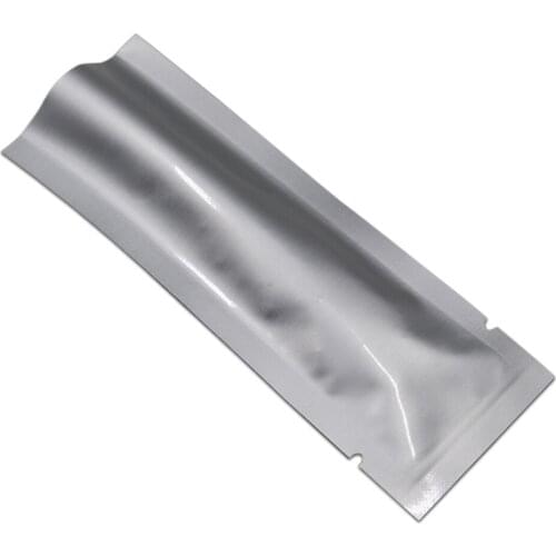 200Pcs Long Shape Open Top Pure Aluminum Foil Packing Bag Mylar Coffee Powder Nuts Candy Vacuum Heat Seal Packaging Pouch