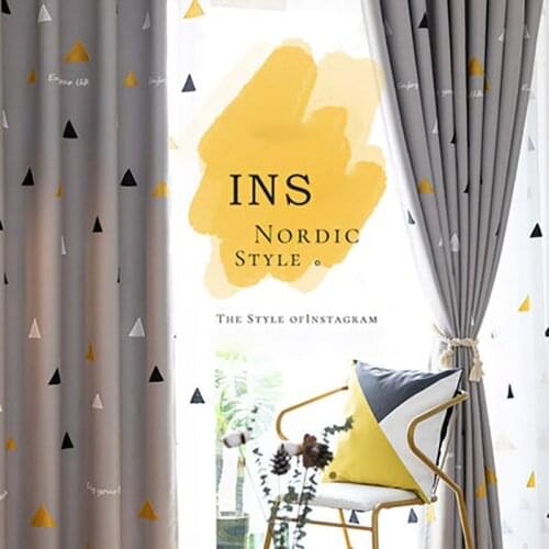 2021 Blackout Curtains For Living Room Para Salon Cortinas Rideau Nordics Modern Minimalist Nordic Ins Grey Geometric Curtains