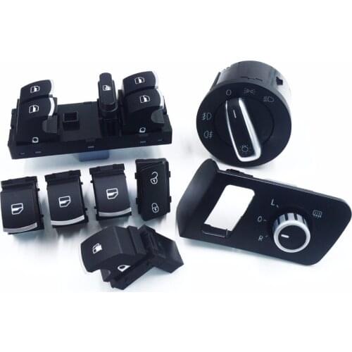 8PCS Chrome high quality Mirror window headlight Fuel tank door lock switch for VW Volkswagen Touran 2003-2015 Caddy 1TD959565A