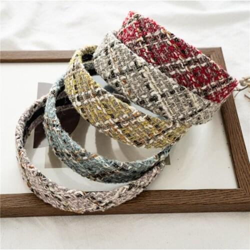 Brand Designers Houndstooth Headbands for Women Girls Retro Style Hairband Femme Lady Hair Accessories Hoop Wide Side Hairband