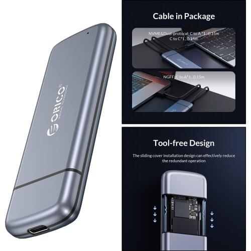 M2 SSD Cases USB 3.1 Type-C to M.2 NVMe Portable M.2 PCIe Adapter Aluminum alloy Hard Drive Case 2230 2260 2280