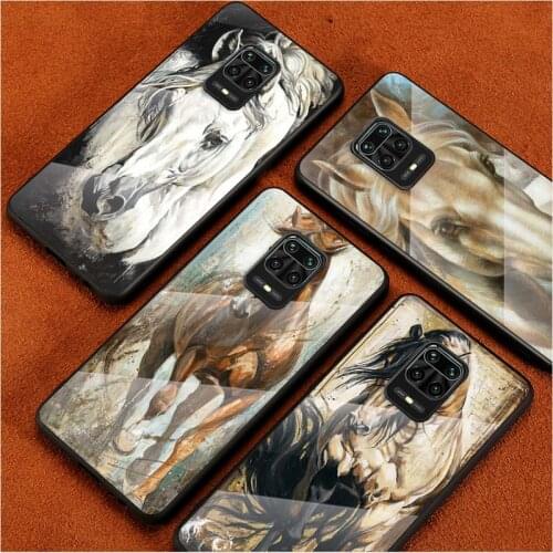 Tempered Glass Cover Running Beauty Horse For Xiaomi Redmi Note 10 10S 9T 9S 9 8T 8 7 Pro Max Shockproof Shell Phone Case