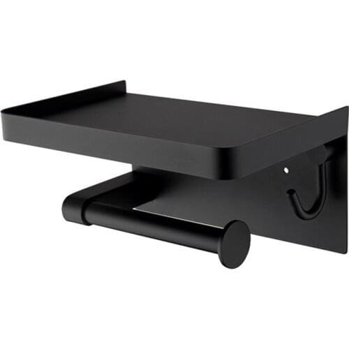 Toilet Paper Holder With Phone Shelf Stainless Steel Wall Mounted Toilet Paper Shelf Rustproof Bathroom Roll Holder-ABUX