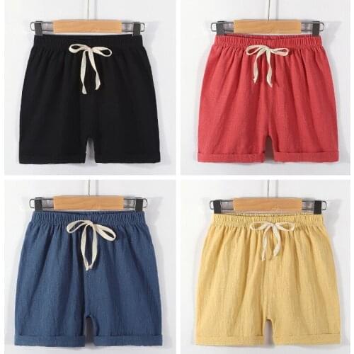 Childrens shorts mens summer thin section boys and girls cotton and linen wear baby childrens summer beach pants