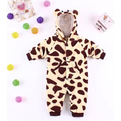 Leopard Zebra Baby Rompers Cute Fleece Toddler Jumpsuits Winter Baby boy clothes ropa bebe months animal costume