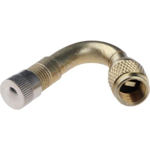 Car Motorcycle Tire Brass 45/90/135 Degree Lengthened Inflatable Tube Wheels Tires Maintenance Parts Silver/Yellow