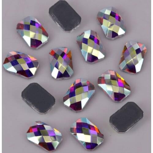 Leed Free AAA 4x6mm Chessboard Rectangle Crystal AB Hotfix Crystals / Flat Back Iron On Rhinestones