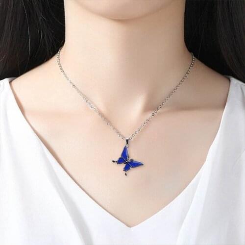 Fashionable ol thermochromic Butterfly Necklace Seiko stainless steel die-casting O-chain