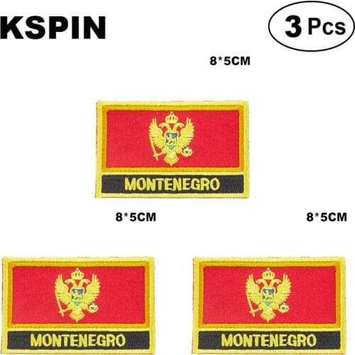 Montenegro Rectangular Shape Flag patches embroidered flag patches national flag patches for clothing DIY Decoration