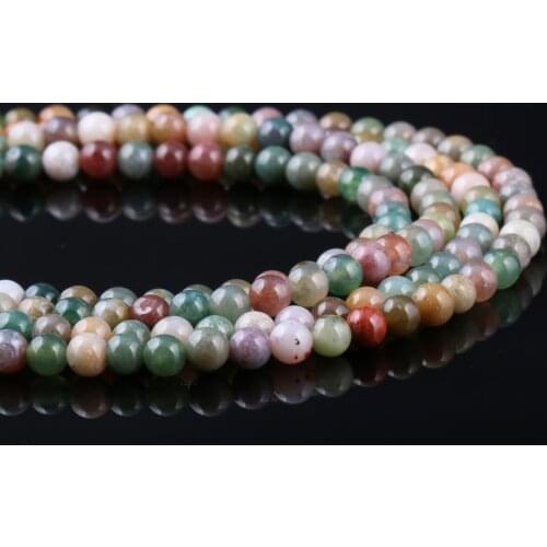 Natural Indian Agates Stone Beads 4/6/8/10mm Smooth Round Loose Spacer Beads For Tribal Jewelry Making Bracelet Necklace 15
