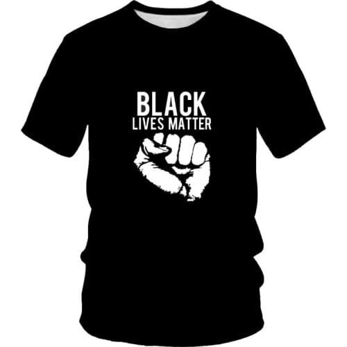 2021 Summer New Simple Fist Starlight Print T-Shirt Black And White Blue Three-Color Solid Color Mens Oversized T-Shirt