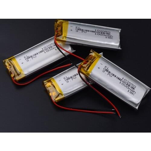Rechargeable 3.7V 1000mAh Lipo Battery 102050 Lithium Polymer Li-polymer Battery With PCB MP3 player GPS Bateria dvr advocam